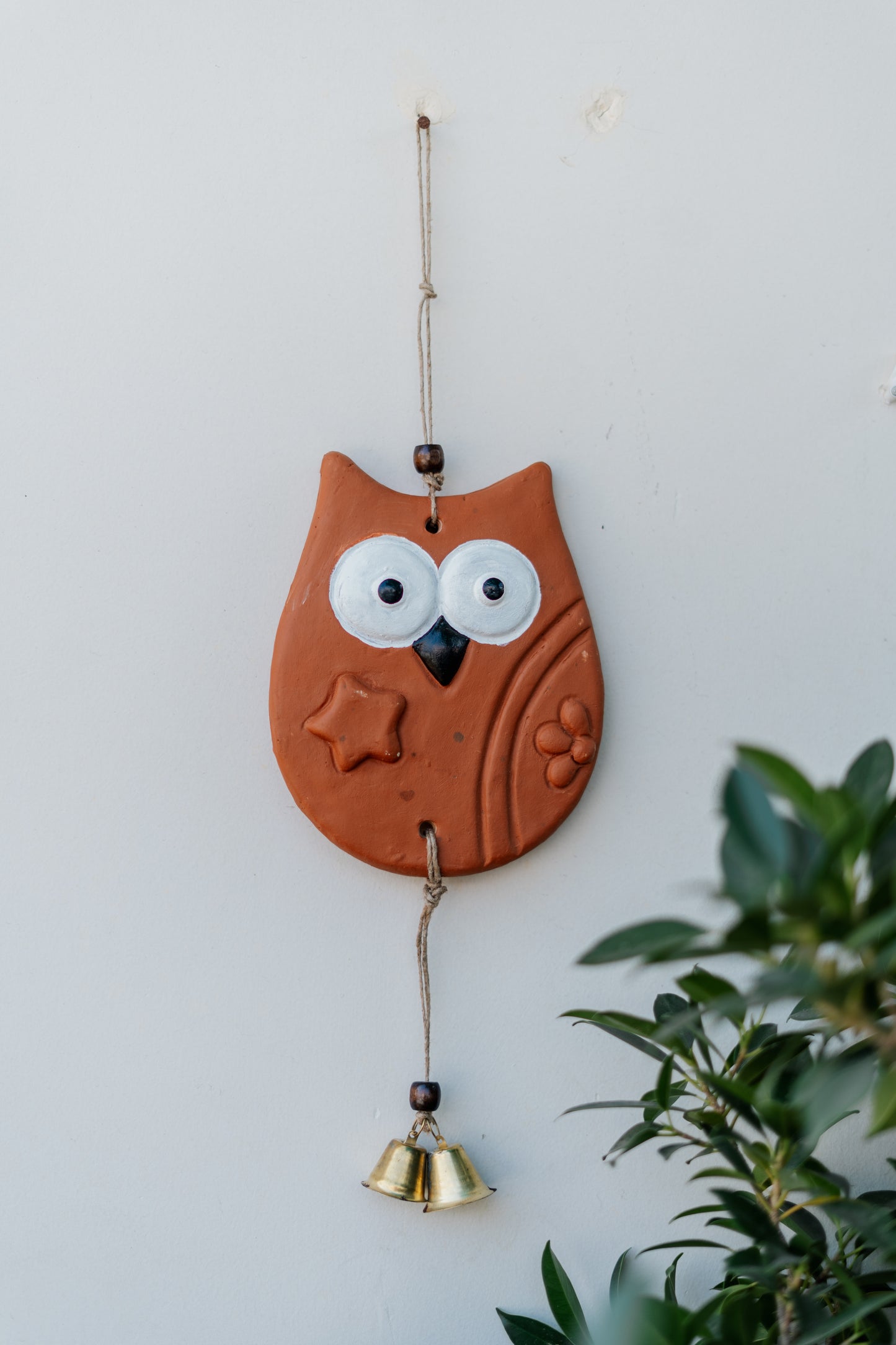 Roooted Wise Owl- Handmade Terracotta Wall Hanging for Home & Garden Decor